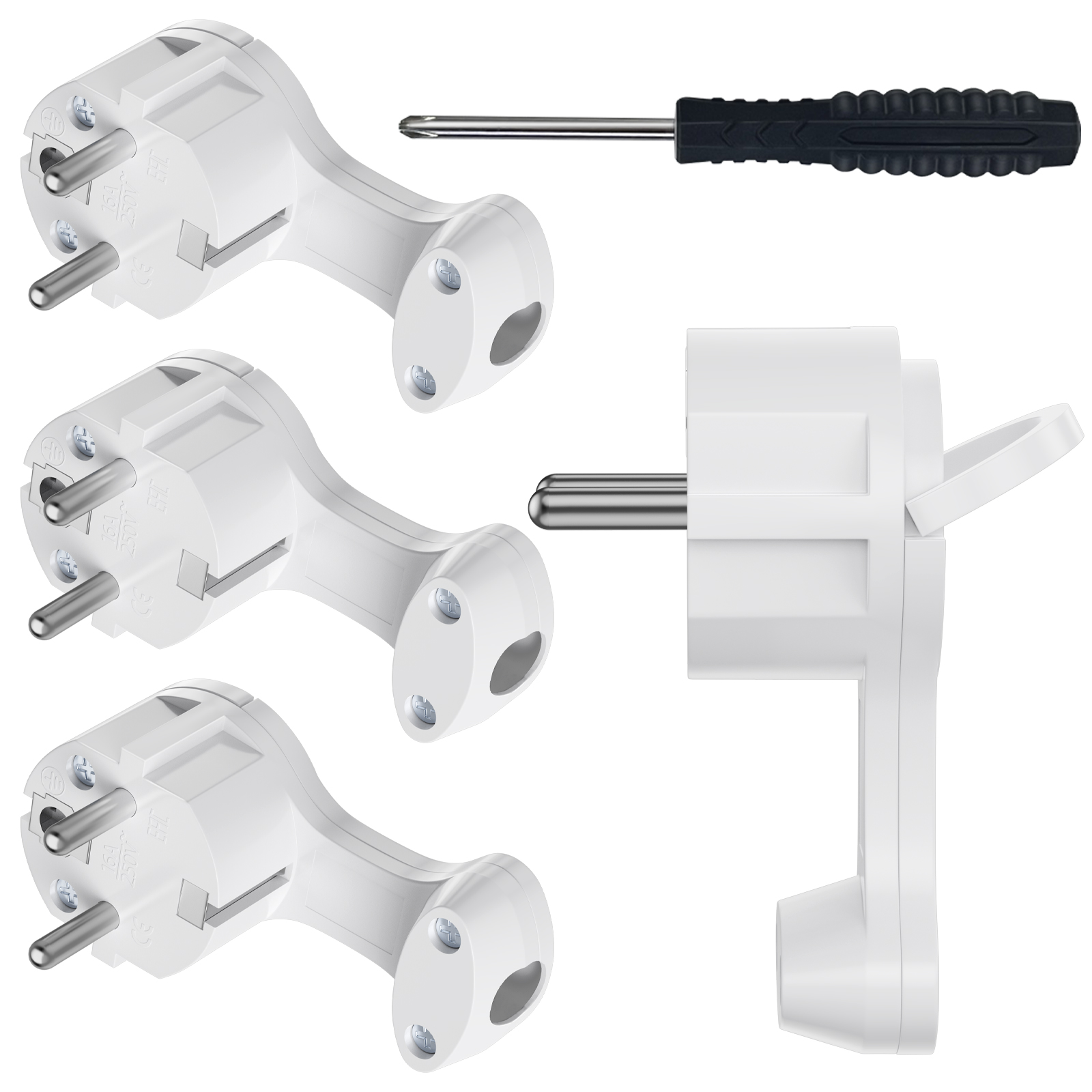 Power Strip Desk - 4pcs EU flat plug adapters with