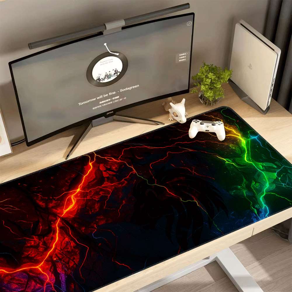 Mousepad Xl Extended - Colorful Lightning Gaming Mouse Pad XL