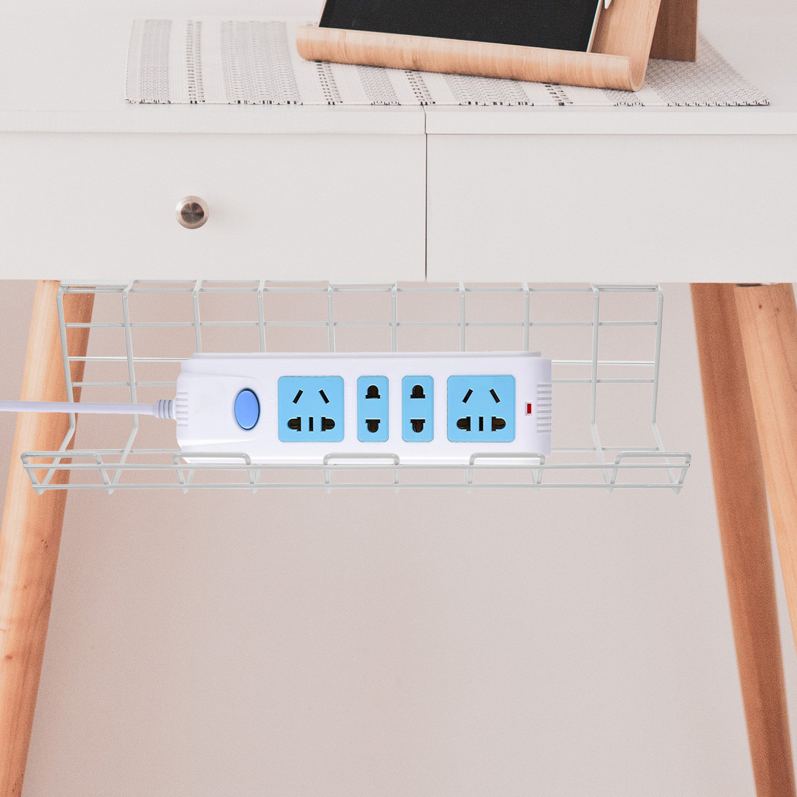 Power Strip Desk - 2Pcs Under Desk Cable Organizer Racks