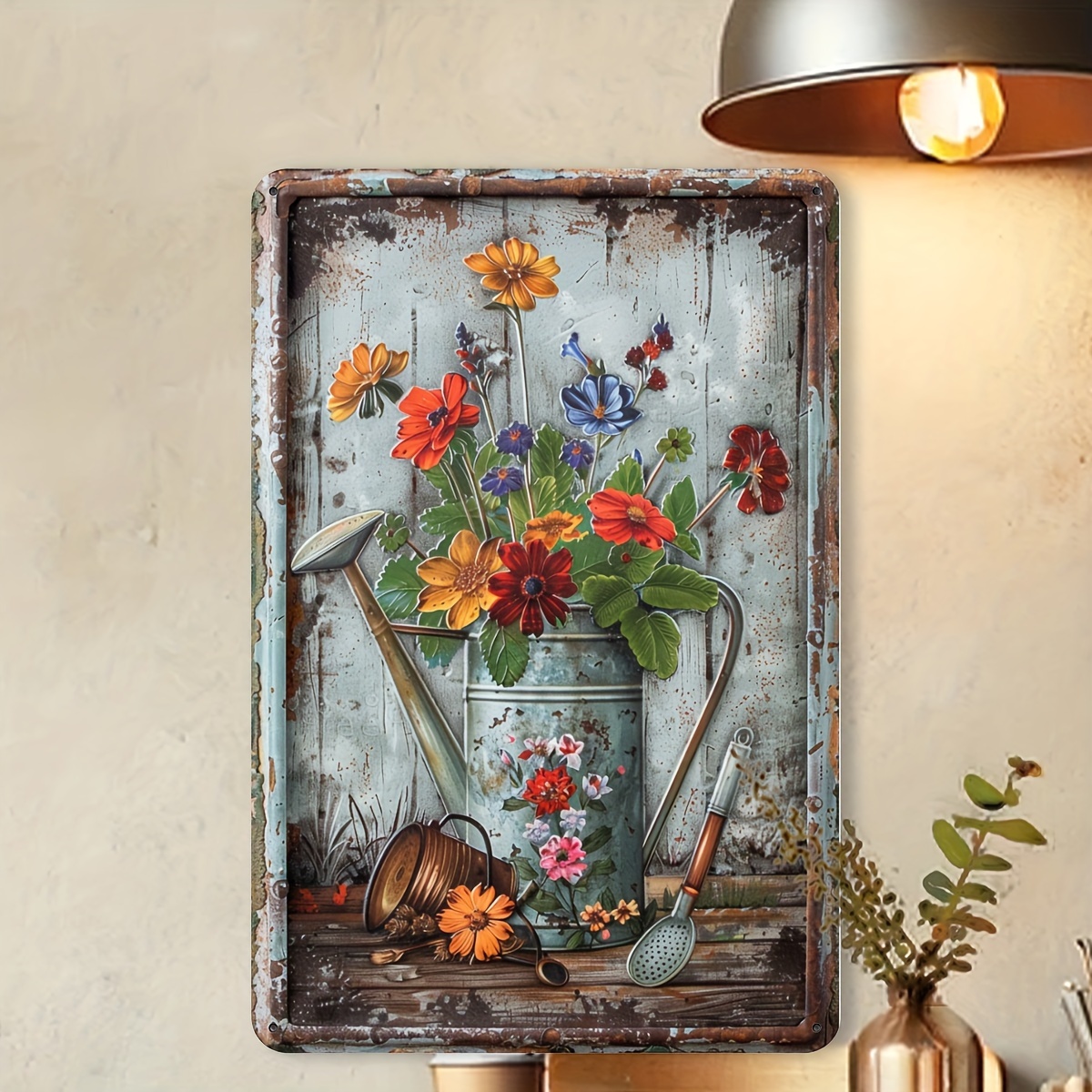 Home Office Library - Retro floral metal sheet signage -