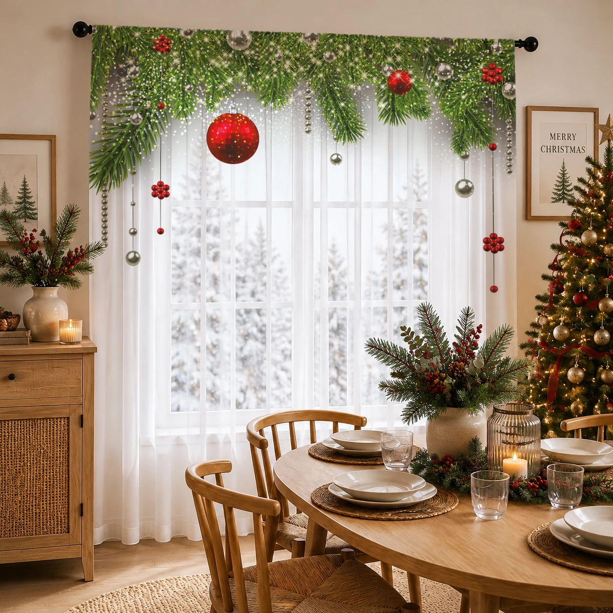 Christmas Gradient Sheer Curta - Home Office With Plants ulasan dan harga