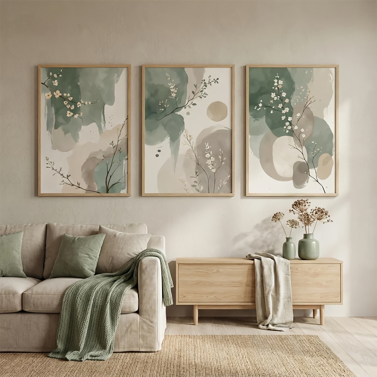 3pcs Japanese-Style Plant Canv - Home Office With Plants ulasan dan harga