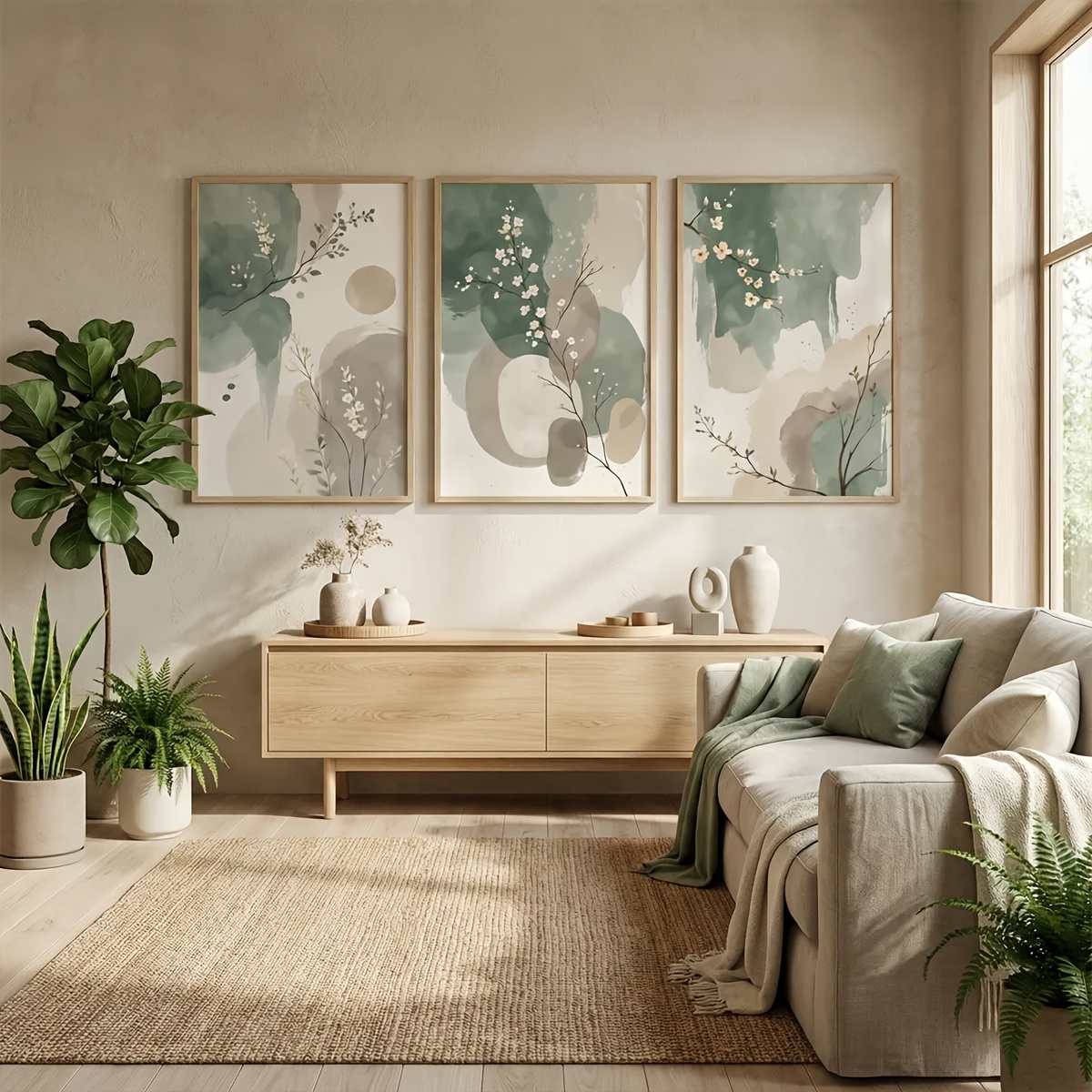 3pcs Japanese-Style Plant Canv - Home Office With Plants ulasan dan harga