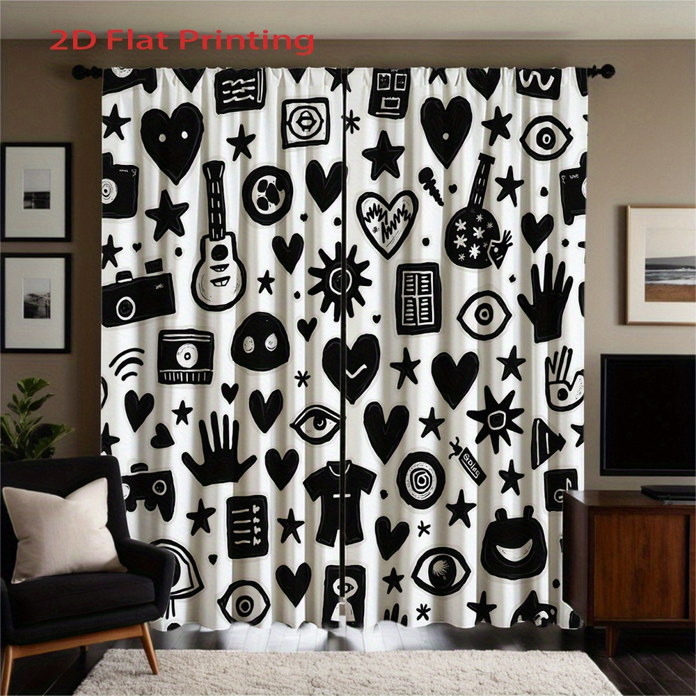Graffiti Art Curtains 2pcs – B - Home Office Icon ulasan dan harga
