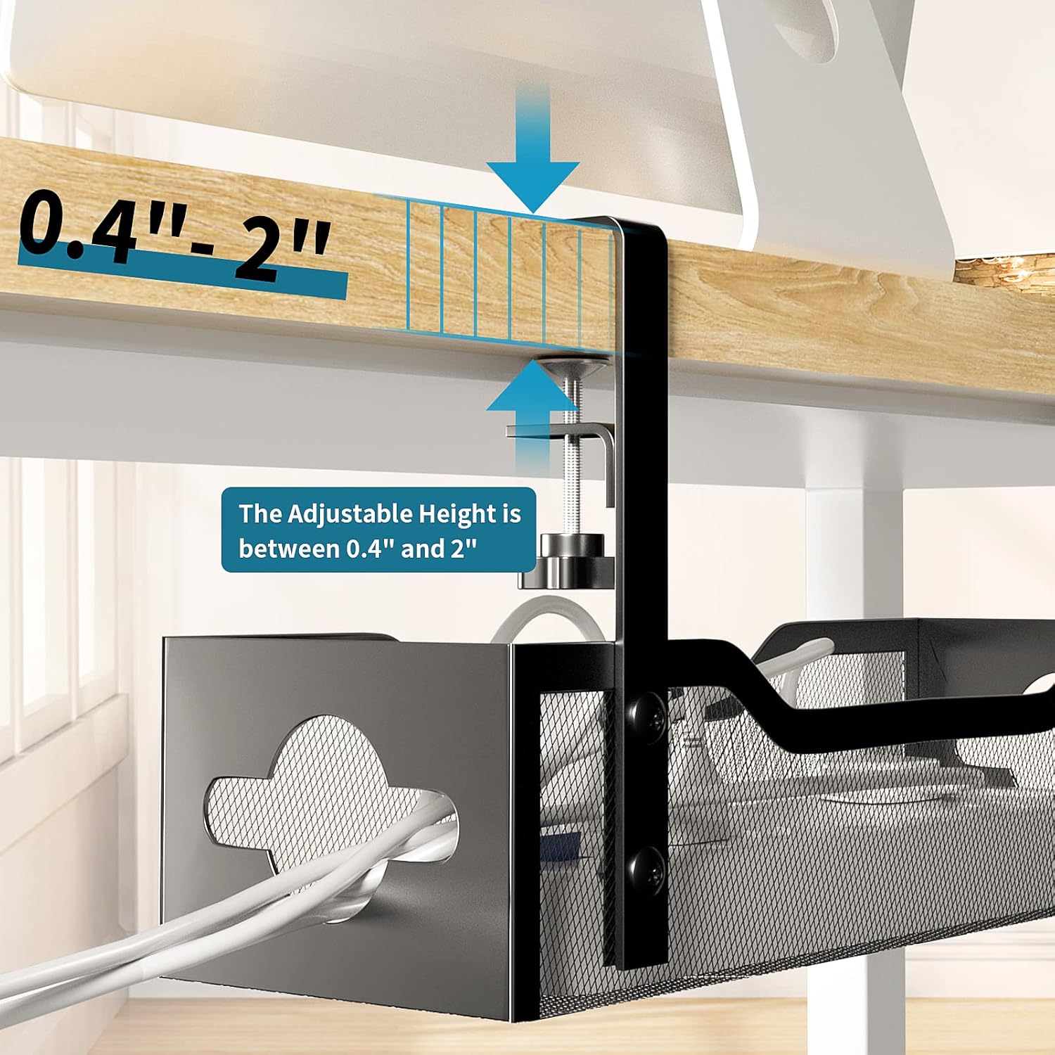 No Drill Under Desk Cable Mana - Power Strip Desk ulasan dan harga