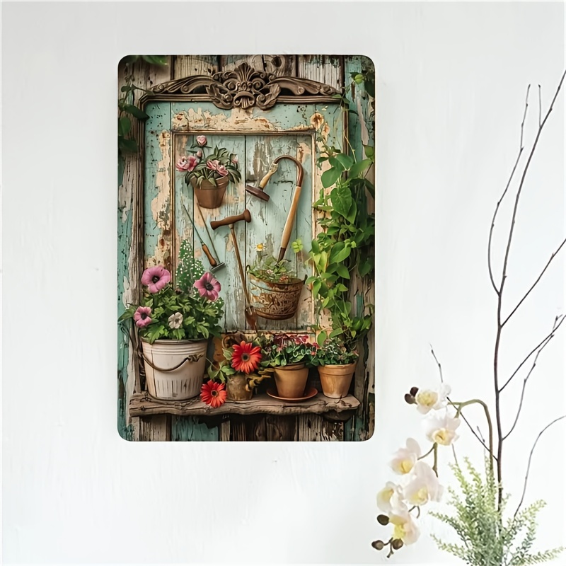 Vintage floral metal tin signa - Home Office Library ulasan dan harga