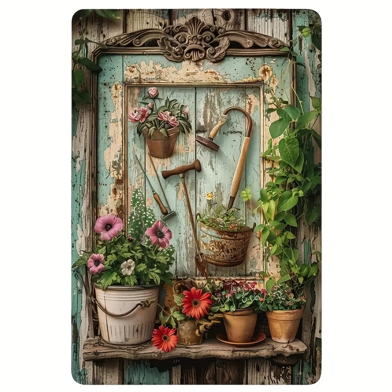 Vintage floral metal tin signa - Home Office Library ulasan dan harga