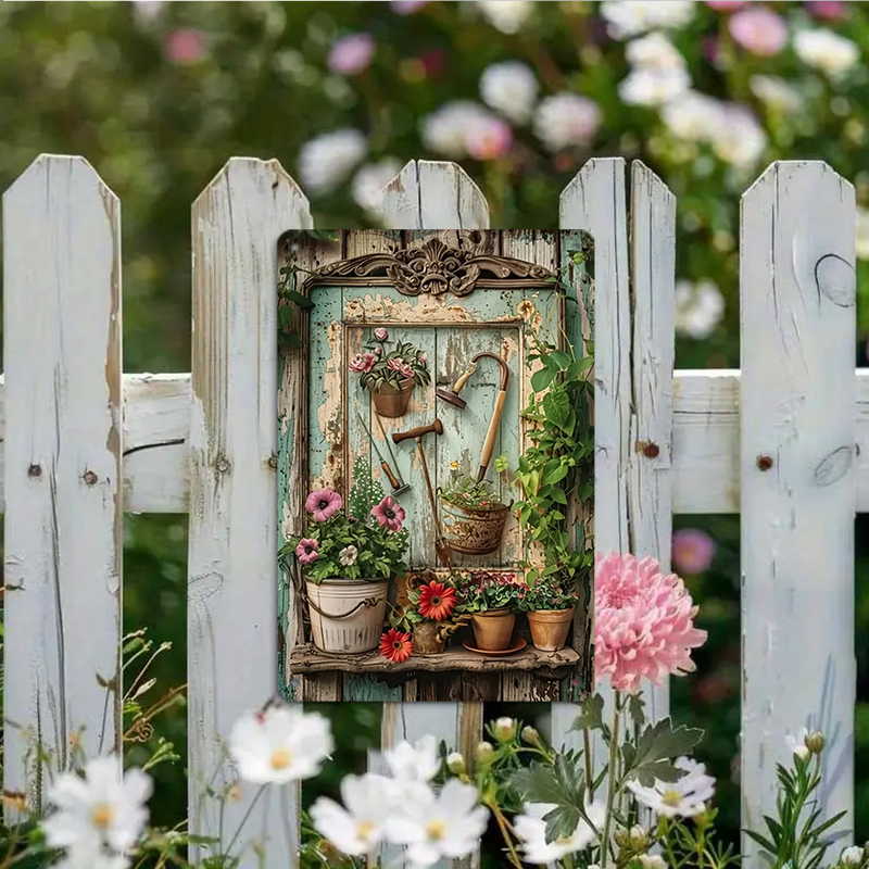 Vintage floral metal tin signa - Home Office Library ulasan dan harga