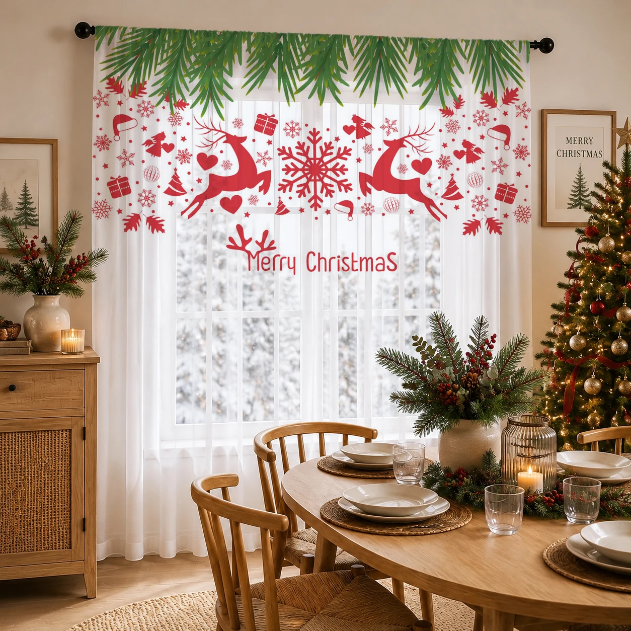 Christmas Gradient Sheer Curta - Home Office With Plants ulasan dan harga