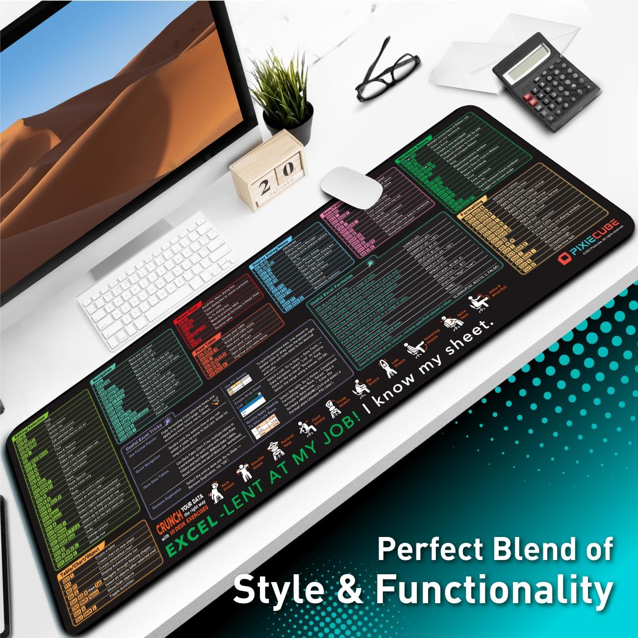Pixiecube Excel Cheat Sheet De - Mousepad Xl Extended ulasan dan harga