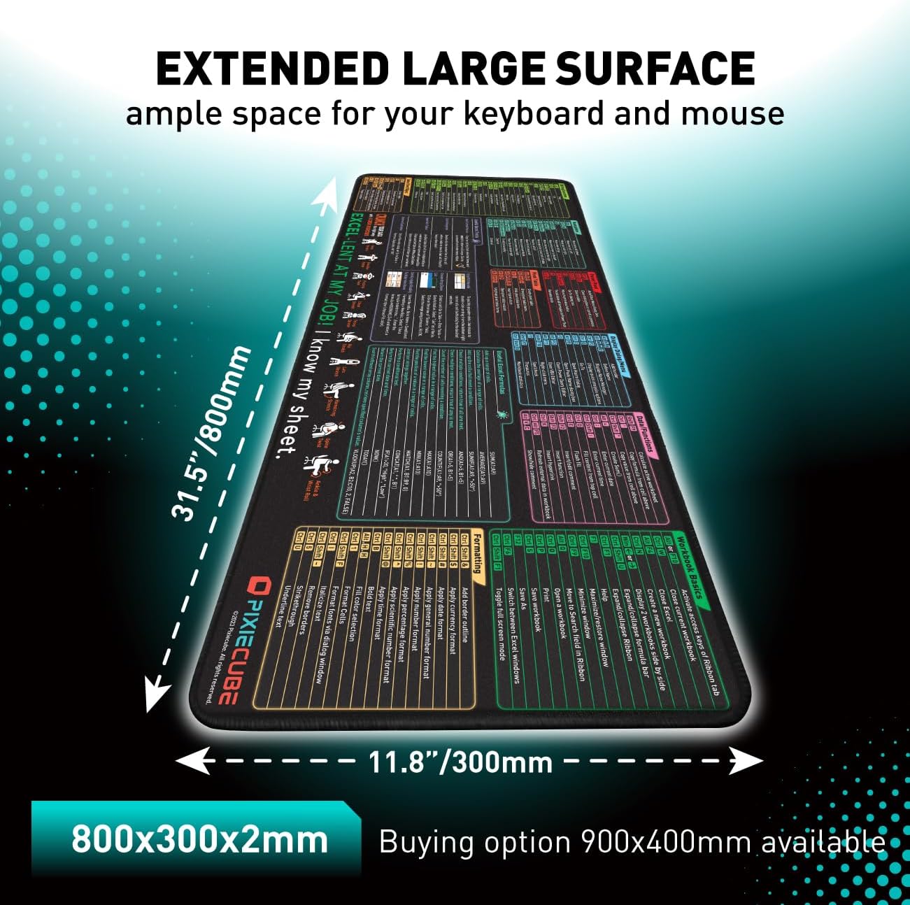 Pixiecube Excel Cheat Sheet De - Mousepad Xl Extended ulasan dan harga