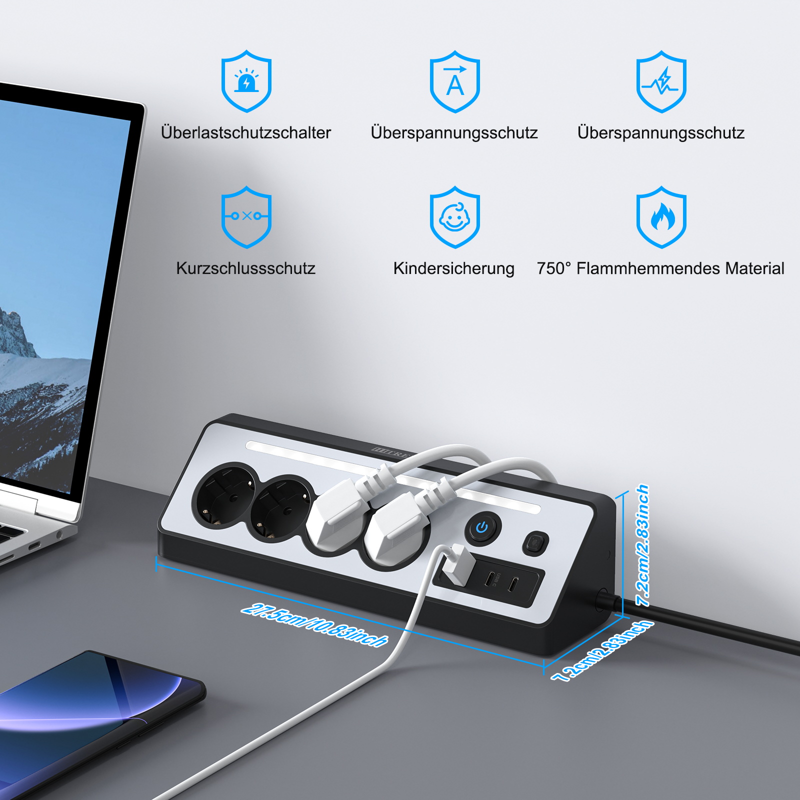 Corner Socket EU plug Power St - Power Strip Desk ulasan dan harga