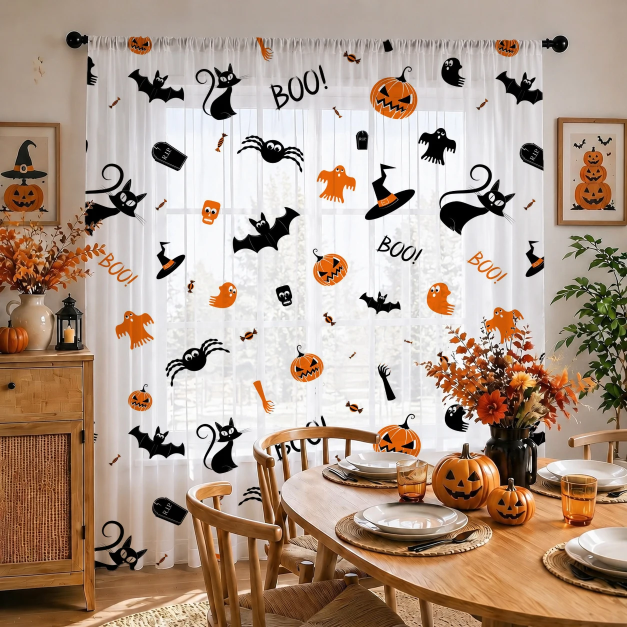 Halloween Festival Sheer Curta - Home Office With Plants ulasan dan harga