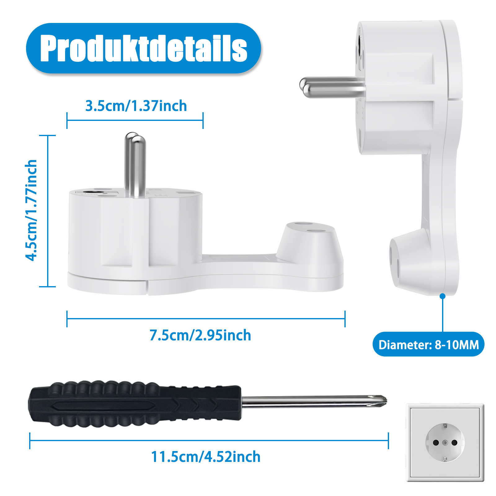4pcs EU flat plug adapters wit - Power Strip Desk ulasan dan harga