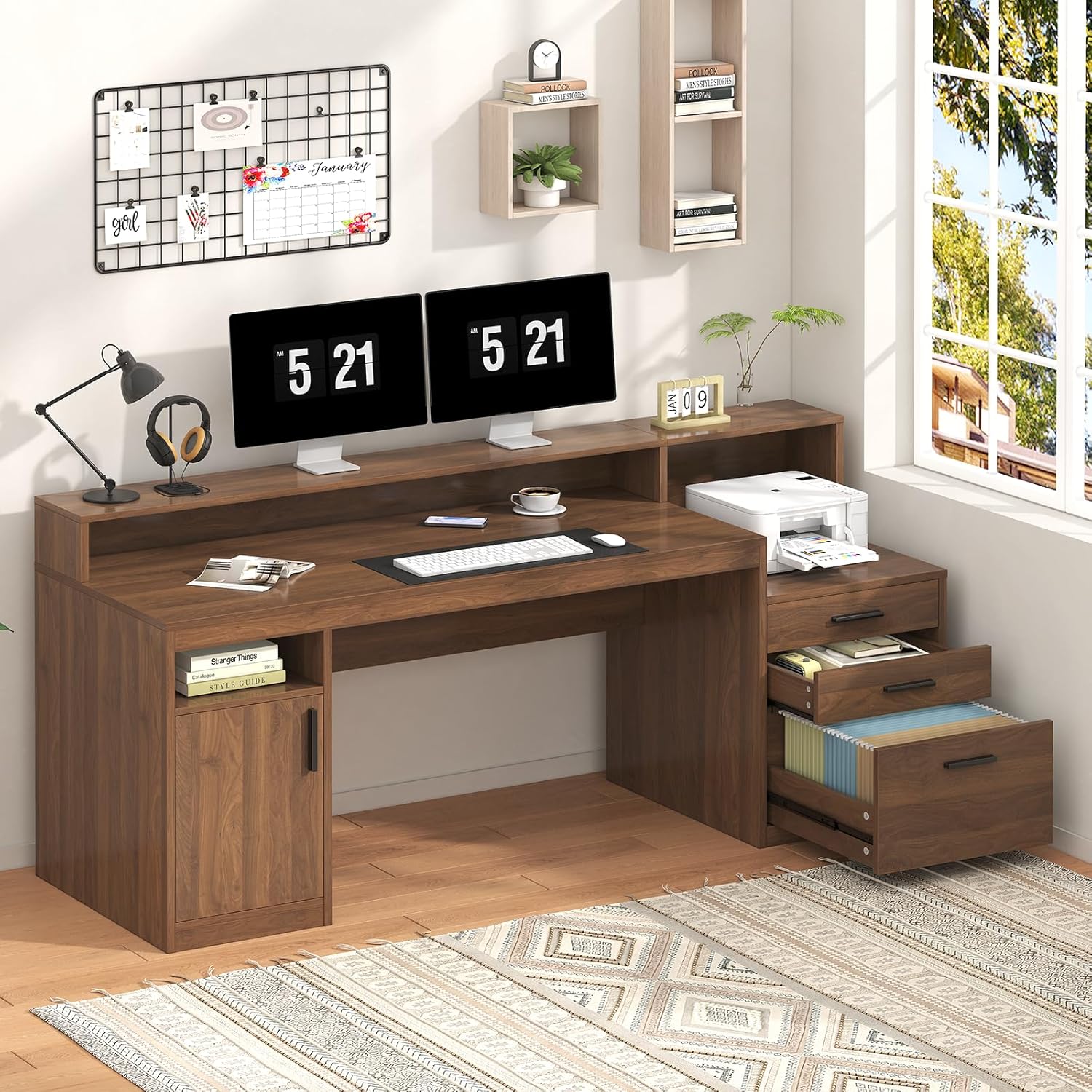 Computer Desk with 3 Drawers & - Home Office 365 ulasan dan harga