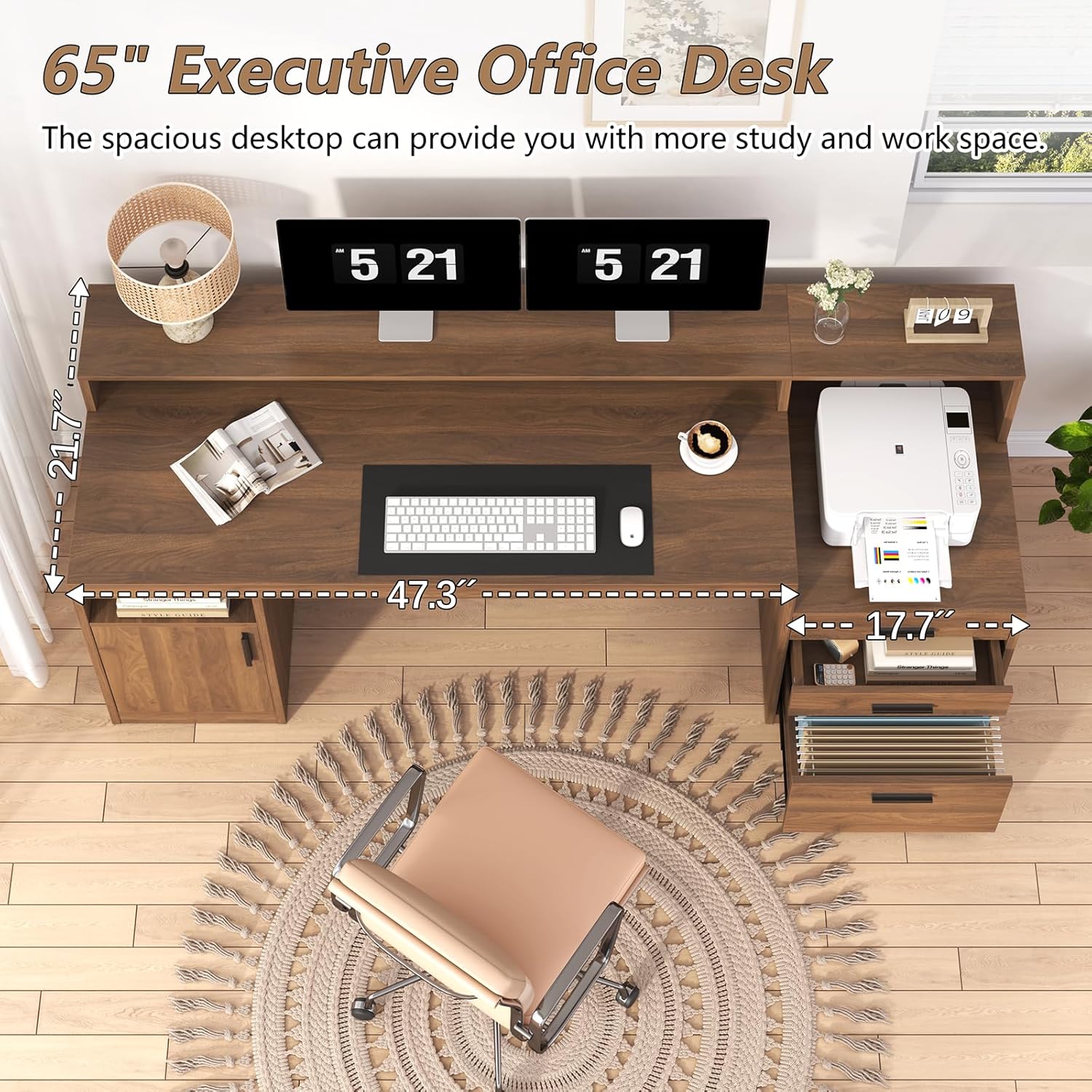 Computer Desk with 3 Drawers & - Home Office 365 ulasan dan harga