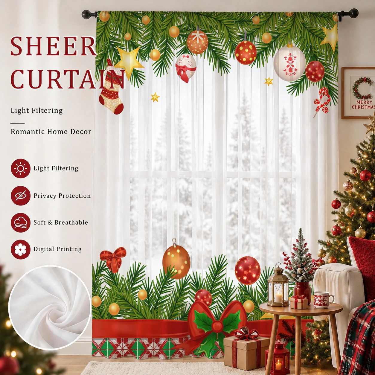 Christmas Day Gradient Sheer C - Home Office With Plants ulasan dan harga