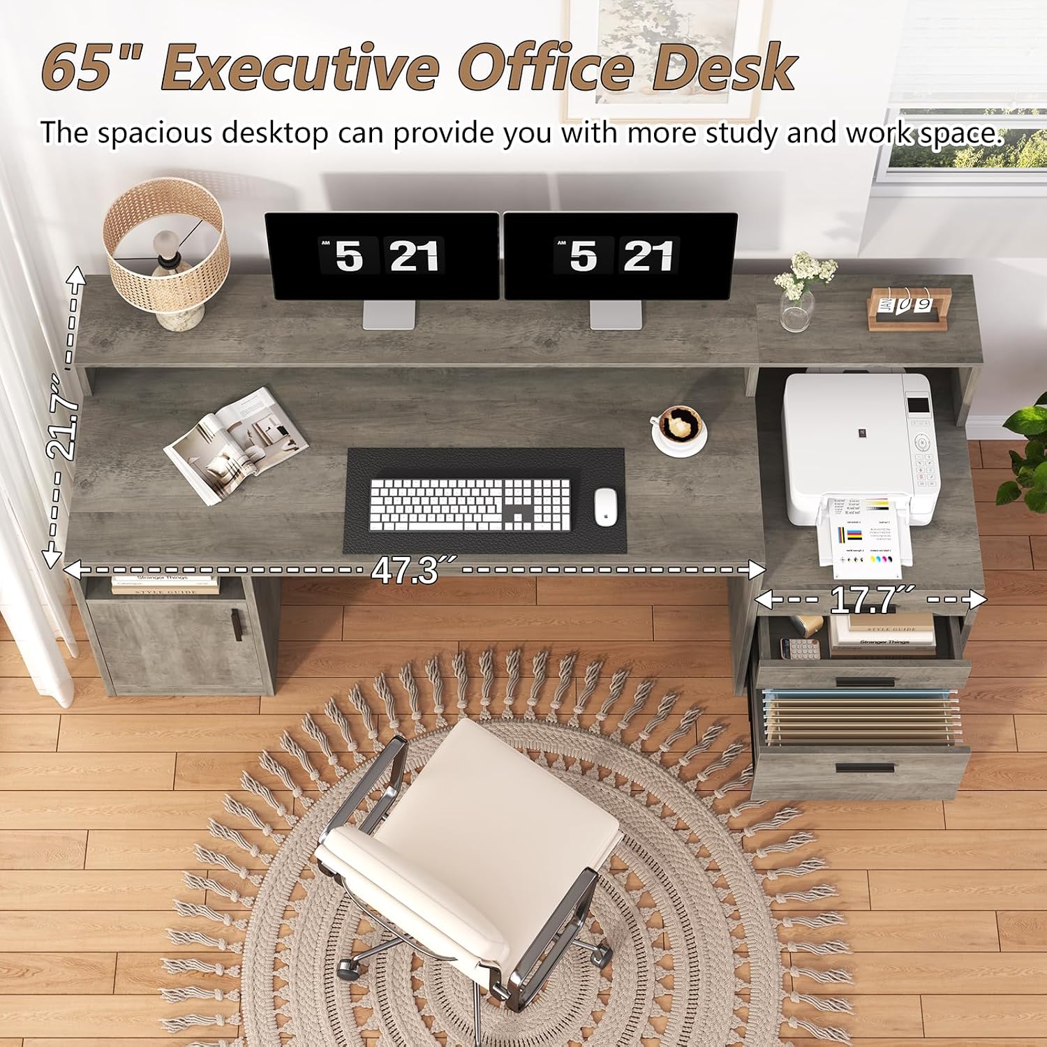Executive Computer Desk with 3 - Home Office 365 ulasan dan harga