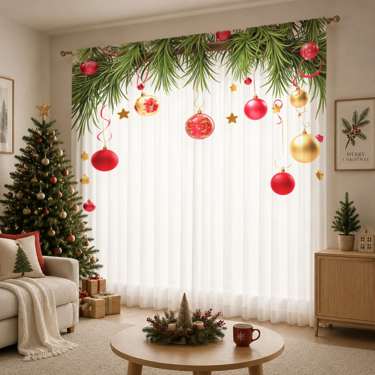 Christmas Gradient Sheer Curta - Home Office With Plants ulasan dan harga