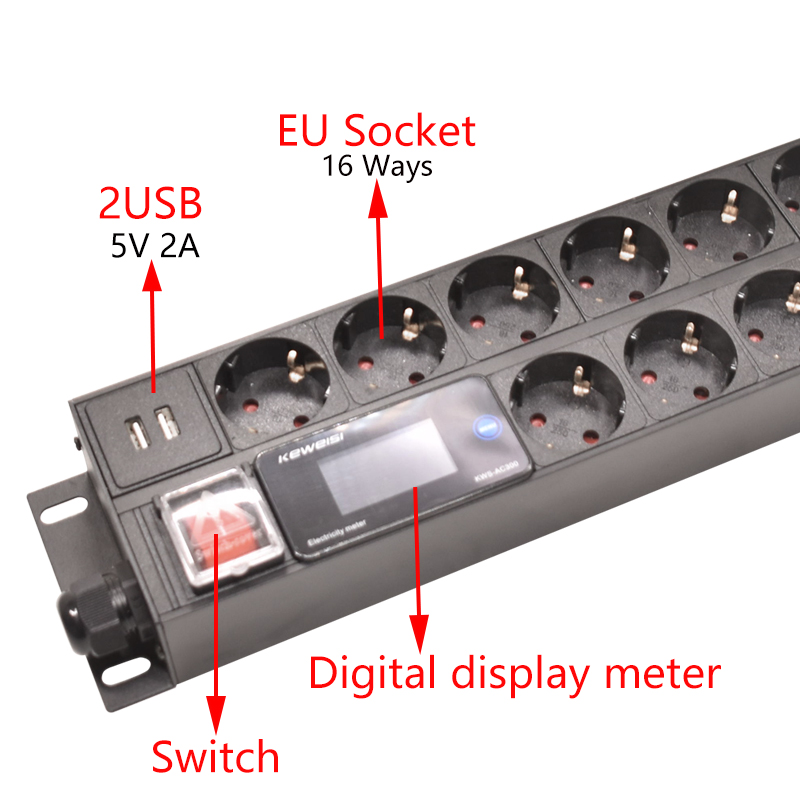2U PDU Power Strip 19inch Rack - Power Strip Desk ulasan dan harga