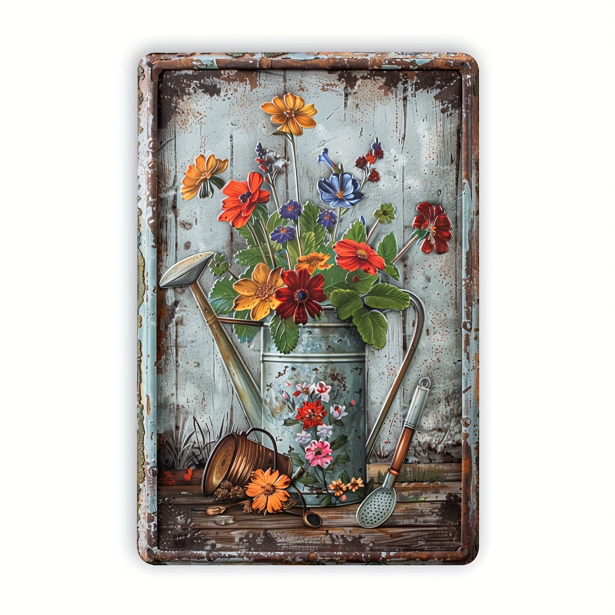 Retro floral metal sheet signa - Home Office Library ulasan dan harga