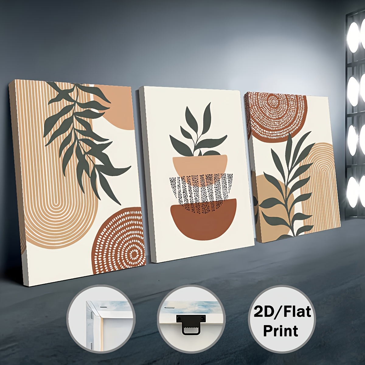 3-piece set of 2D flat print c - Home Office With Plants ulasan dan harga