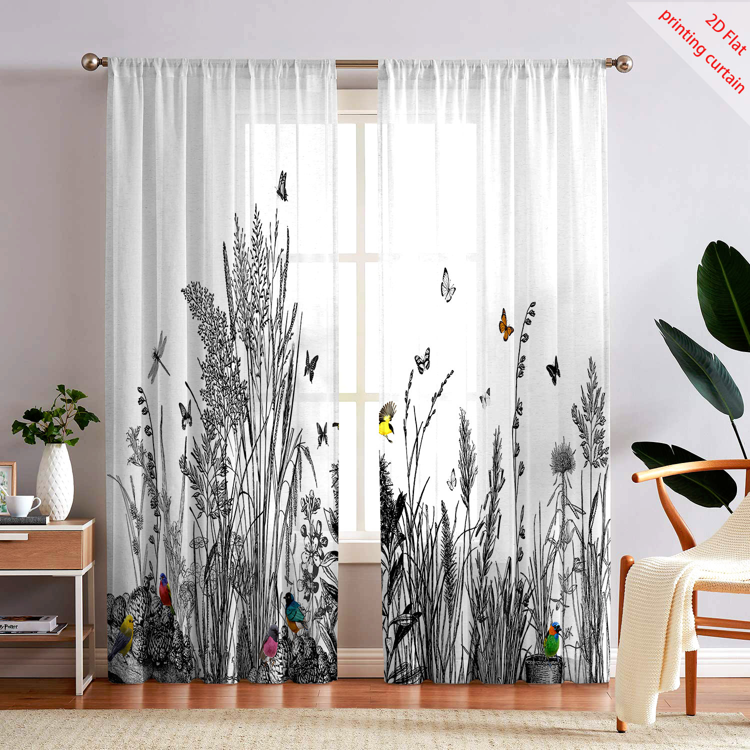 Plant Printed Transparent Scre - Home Office With Plants ulasan dan harga
