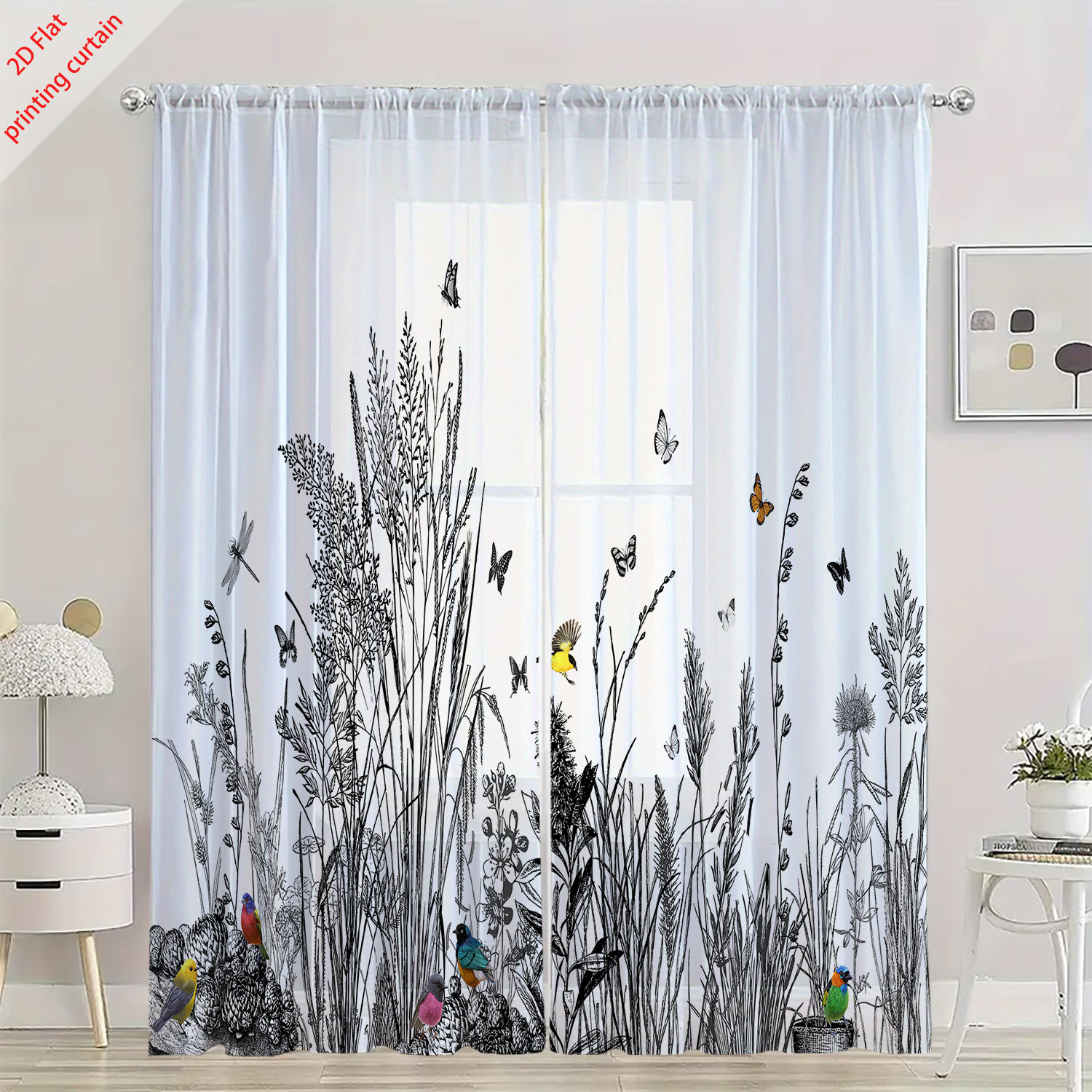 Plant Printed Transparent Scre - Home Office With Plants ulasan dan harga