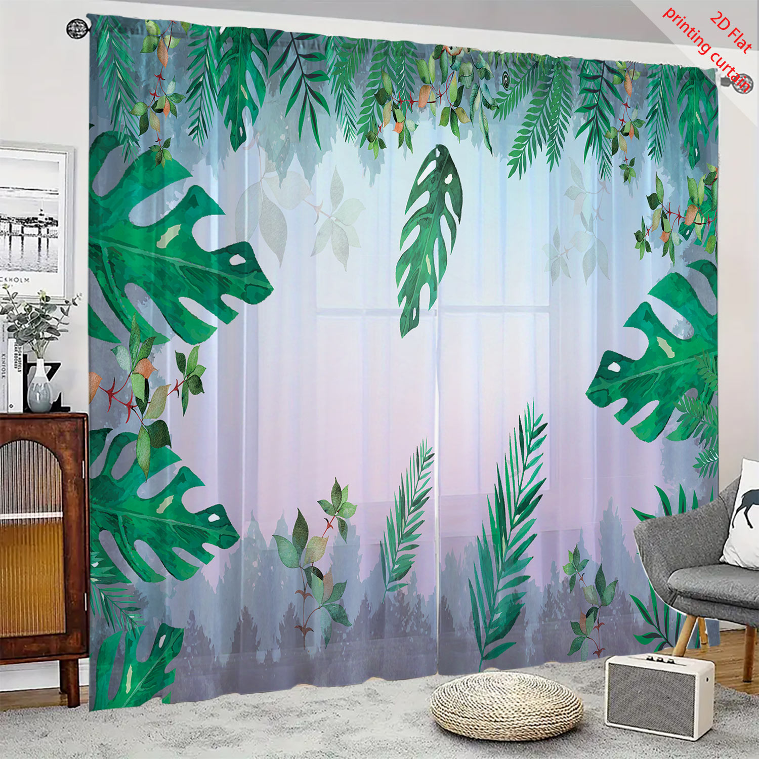 Plant Printed Transparent Scre - Home Office With Plants ulasan dan harga