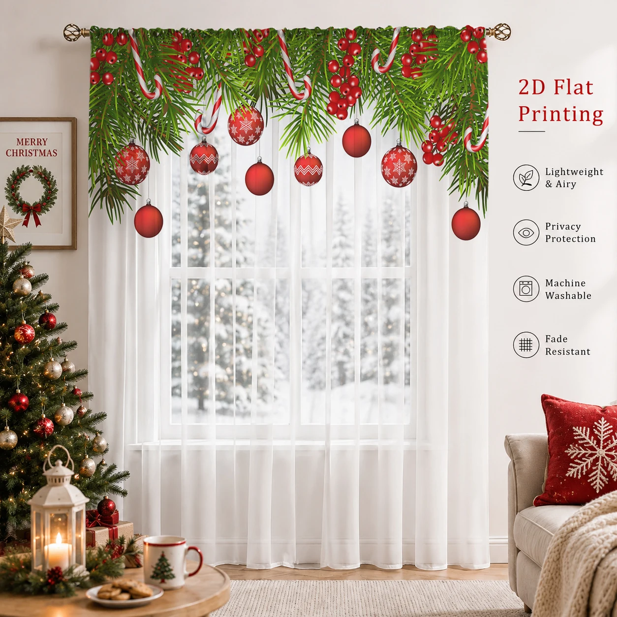 Christmas Gradient Sheer Curta - Home Office With Plants ulasan dan harga