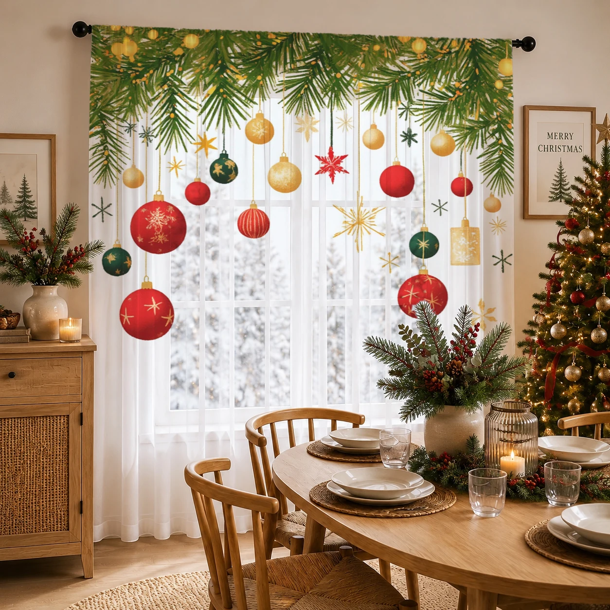 Christmas Gradient Sheer Curta - Home Office With Plants ulasan dan harga