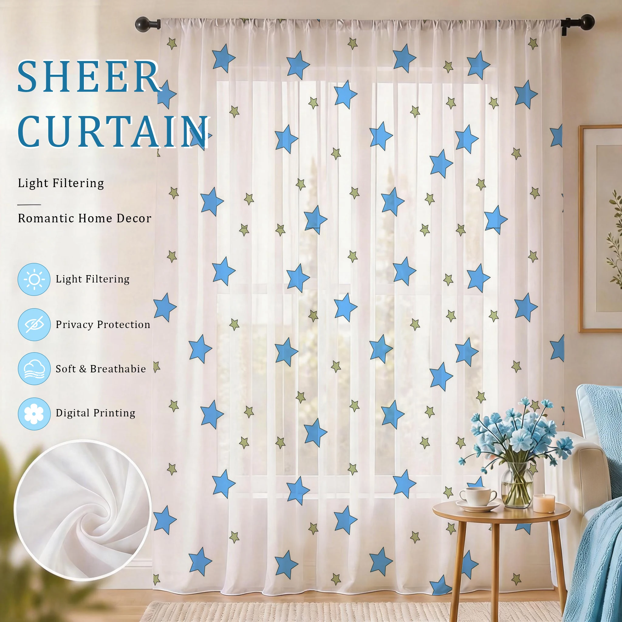 Blue Star Modern Gradient Shee - Home Office With Plants ulasan dan harga
