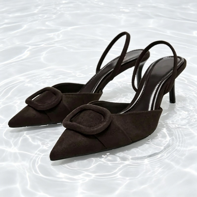 Coffee Faux Suede High-heel Sa - Home Office Makeover ulasan dan harga