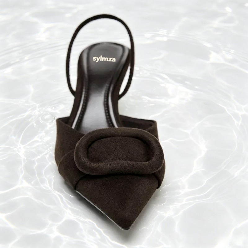 Coffee Faux Suede High-heel Sa - Home Office Makeover ulasan dan harga