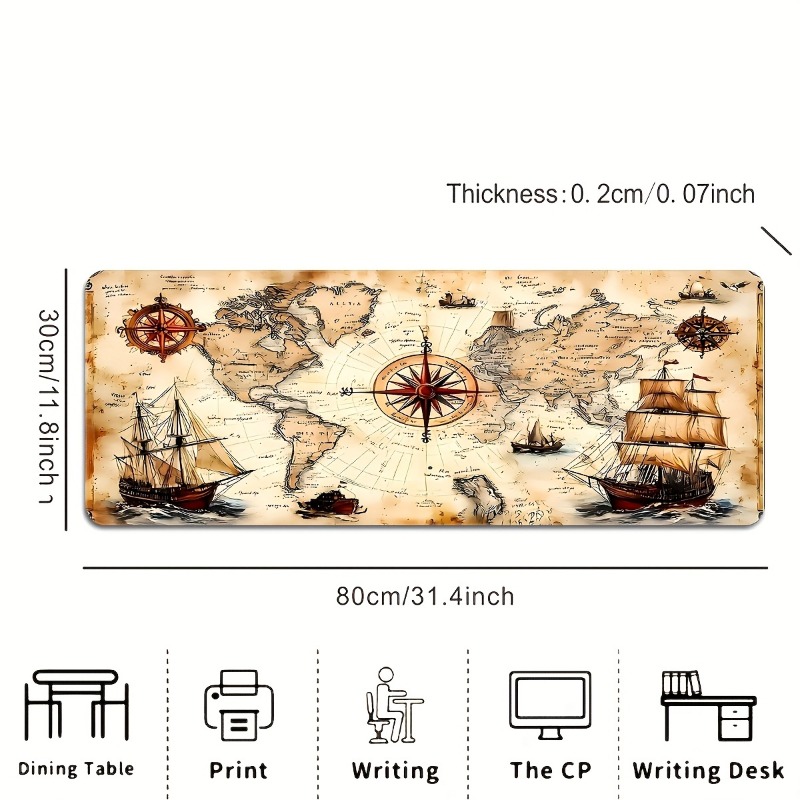 1 piece retro nautical chart d - Mousepad Xl Extended ulasan dan harga