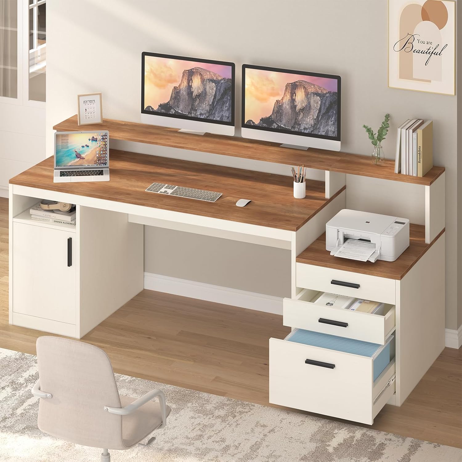 65 Inch Computer Desk with 3 D - Home Office 365 ulasan dan harga