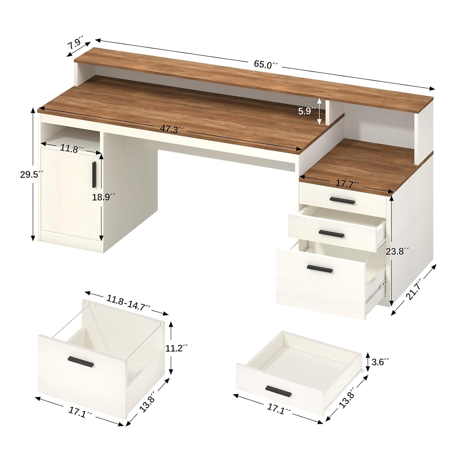 65 Inch Computer Desk with 3 D - Home Office 365 ulasan dan harga