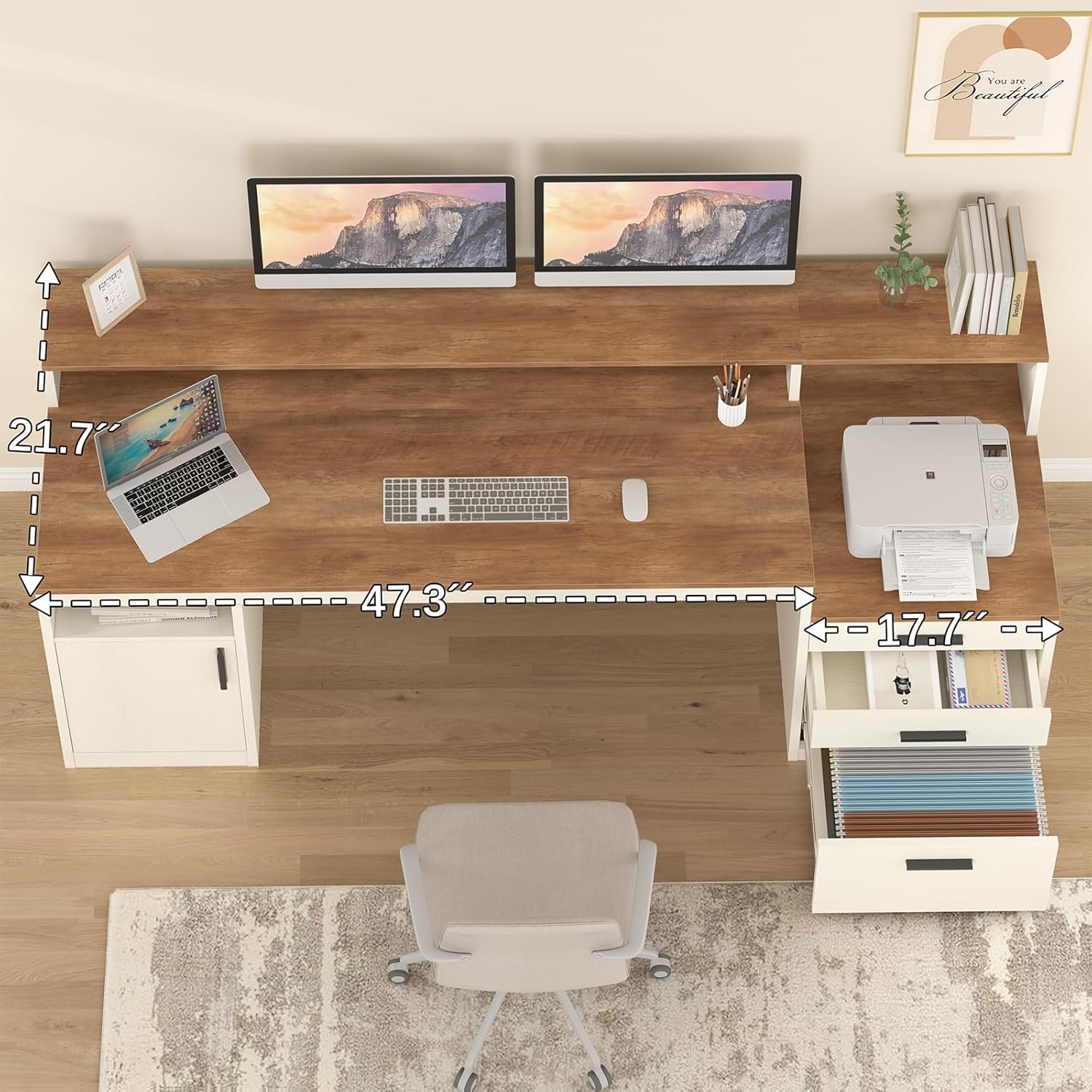 65 Inch Computer Desk with 3 D - Home Office 365 ulasan dan harga